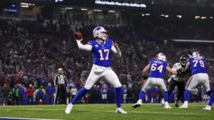 Josh Allen throwing a pass for the Buffalo Bills ahead of Thursday Night Football against the Detroit Lions