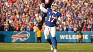 Josh Allen throwing a pass for the Buffalo Bills