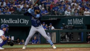 Junior Caminero batting for the Tampa Bay Rays