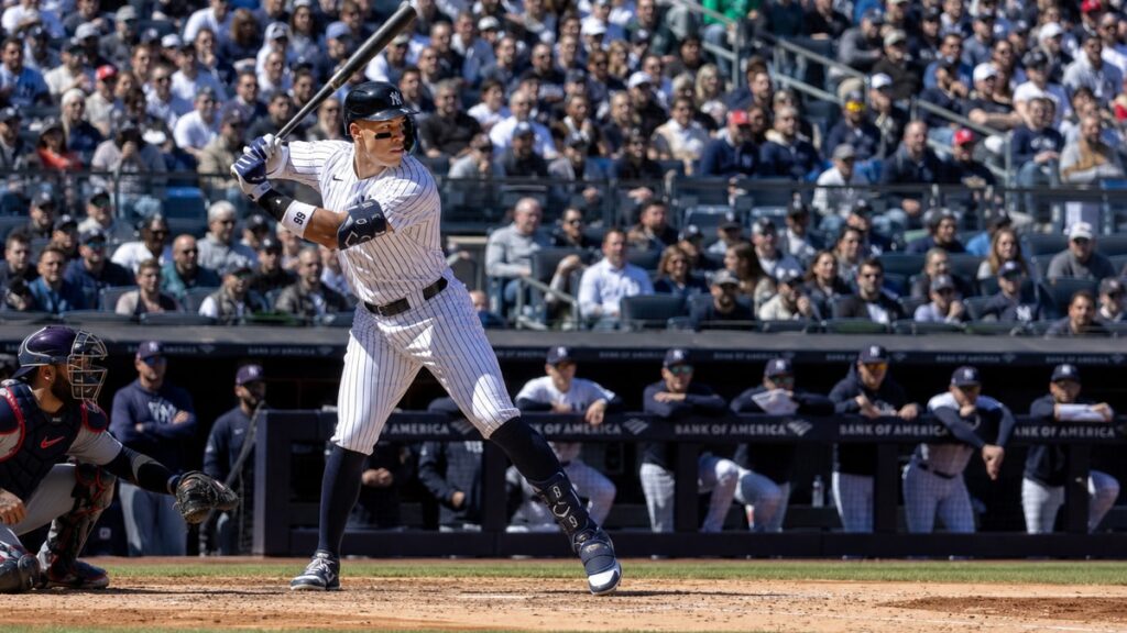 Aaron Judge batting for the New York Yankees against the Mets