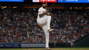 Cristopher Sánchez pitching for the Philadelphia Phillies
