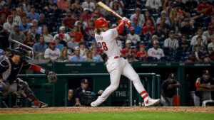 Alec Bohm batting for the Philadelphia Phillies at Nationals Park