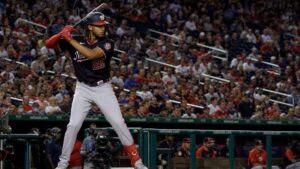 James Wood batting for the Washington Nationals at Nationals Park