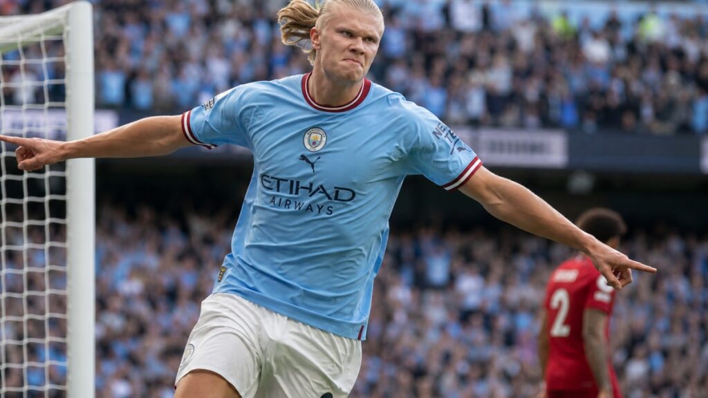 Erling Haaland in action for Manchester City
