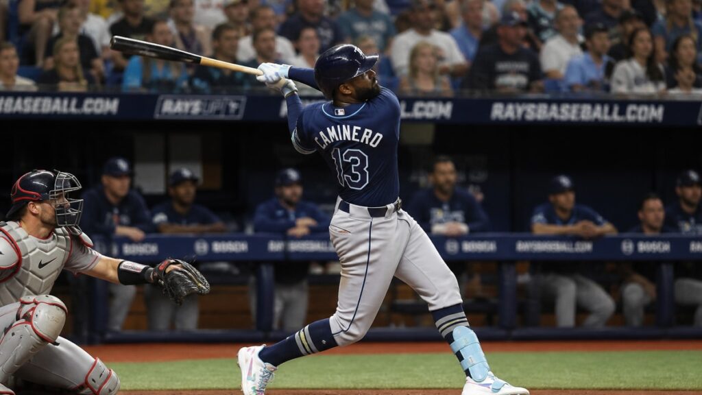 Junior Caminero batting for the Tampa Bay Rays