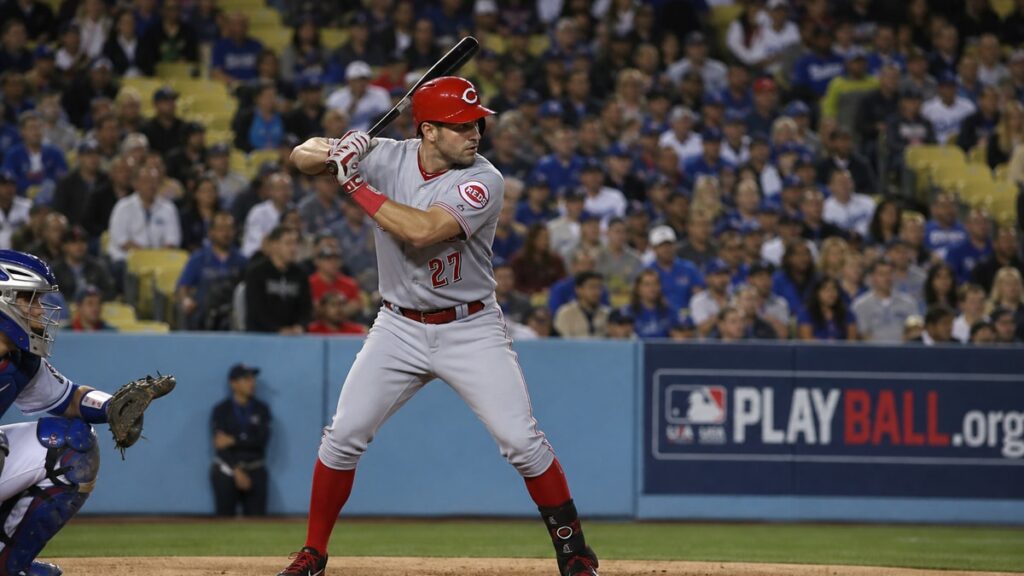 Sal Stewart batting for the Cincinnati Reds against the Los Angeles Dodgers