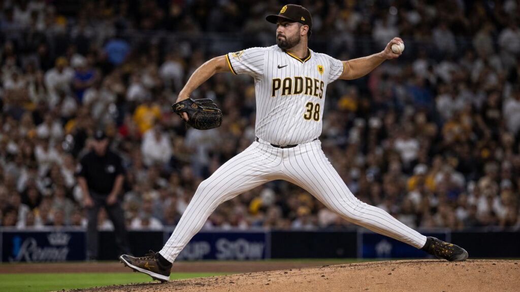 Robbie Ray pitching for the San Diego Padres against the New York Yankees at Petco Park