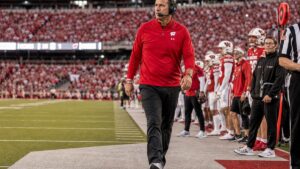 Wisconsin Badgers head coach Luke Fickell on the sideline at Camp Randall Stadium
