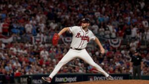 Chris Sale pitching for the Atlanta Braves
