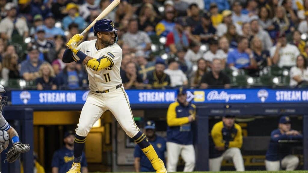 Jackson Chourio batting leadoff for the Milwaukee Brewers at American Family Field