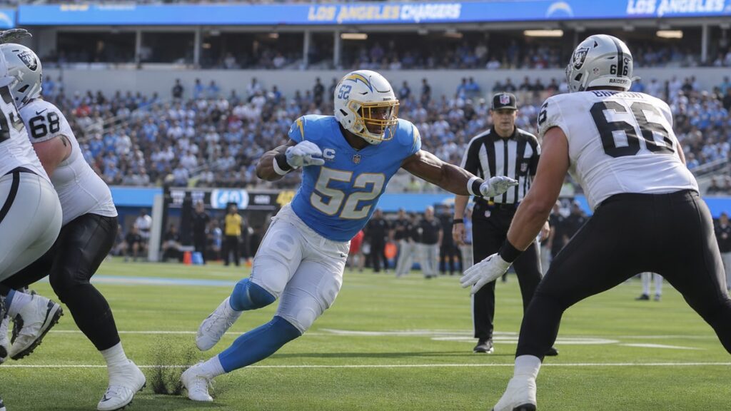 Khalil Mack rushing the passer for the Los Angeles Chargers
