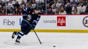 Kyle Connor shooting for the Winnipeg Jets