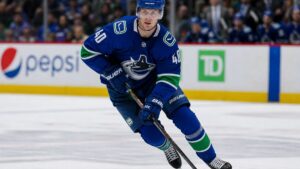 Elias Pettersson in action for the Vancouver Canucks