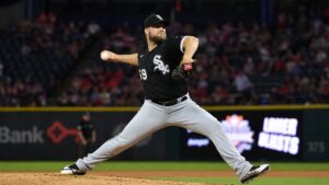 Sean Burke pitching for the Chicago White Sox in the ALDS
