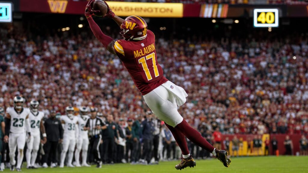 Terry McLaurin running a route for the Washington Commanders